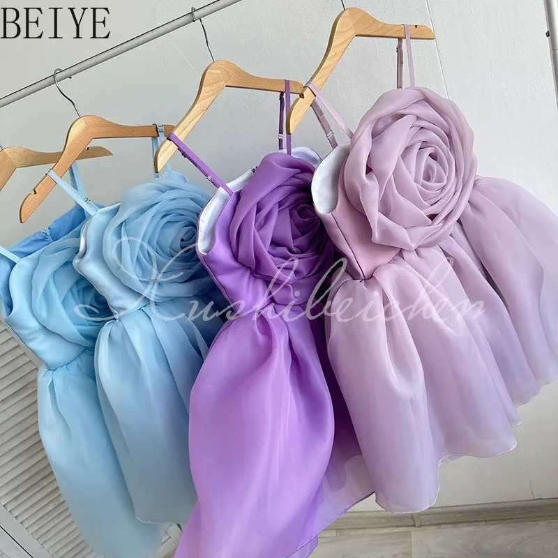 One Year Old Banquet Dress for Baby Girls Summer Three Dimensional Flower Suspender Dress Kids Birthday Sweet Princess Dress