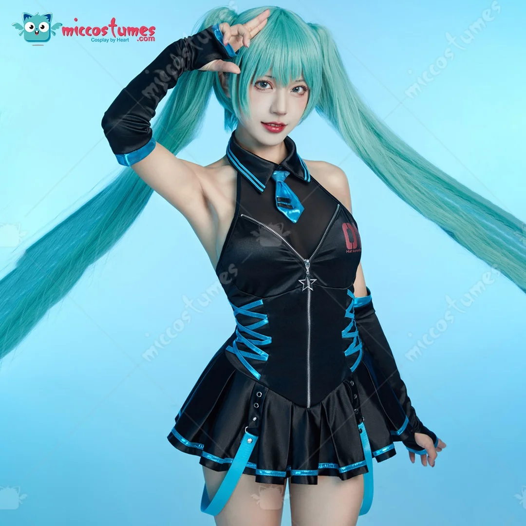 【Sofort lieferbar】HAIKYUU Damen-Badeanzug, schwarz, mit Träger, ärmellos, einteilig, mit Handschuhen und Bindebändern.