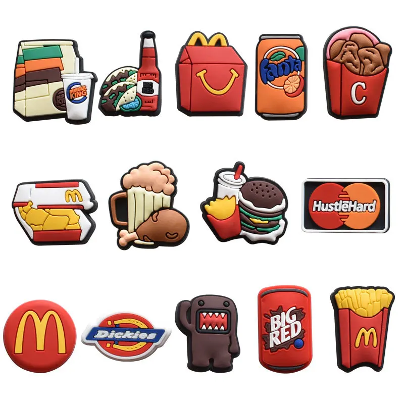 14Pcs Food Chips Shoe Charms for Women Men Girls Cosplay Drinks Shoes Decoration Accessories For Clog Sandal Wristband Bag
