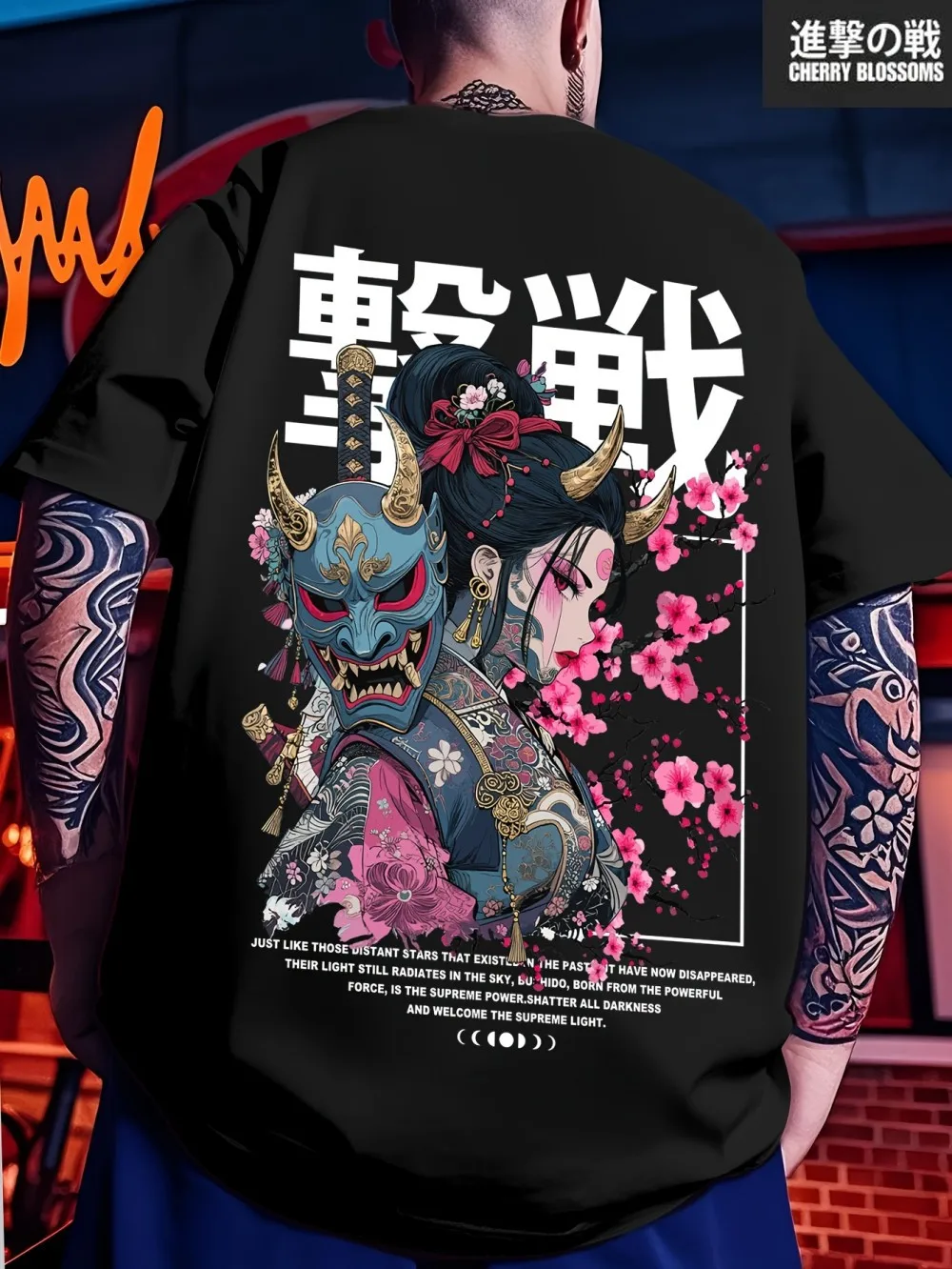 European and American men's summer ghost warrior dancer letter print soft and breathable round neck T-shirt outdoor street top