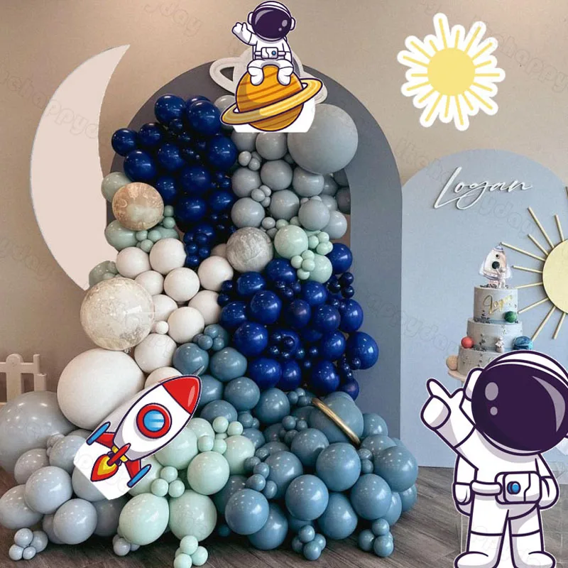 Astronaut Birthday KT Board Party Cutout Custom Rocket Astronaut Balloon Arch Backdrops Party Background Backdrop Outer Space