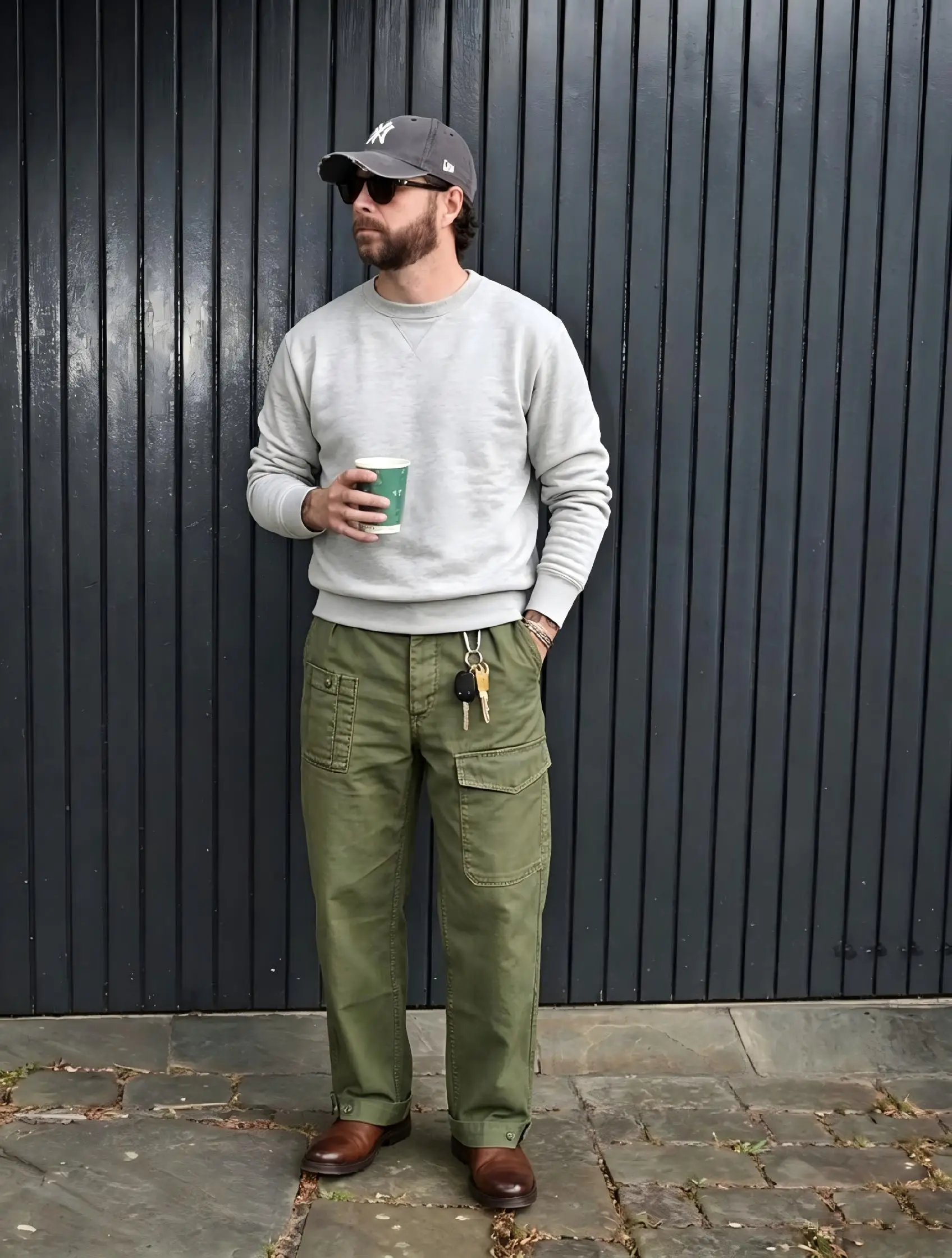 SauceZhan P37 British Army OG107 Fatigue Pants Utility Baker Military Olive Sateen 100% Cotton Cargo Trousers Men