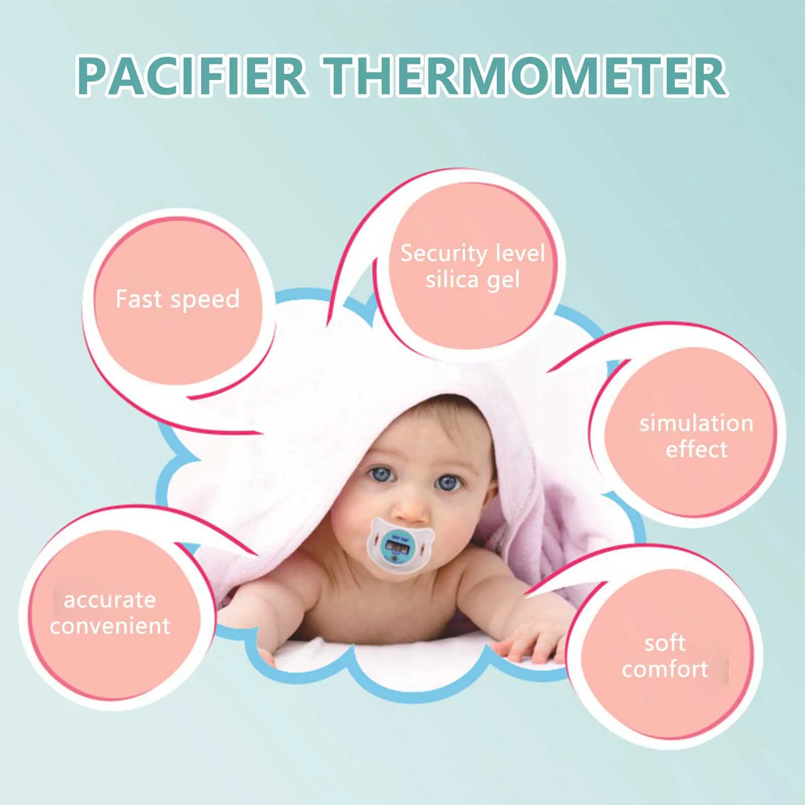 Portable Baby Thermometer Household Instant Accurate Nipple-Shaped Thermometer Suitable for Kids Infants Toddlers