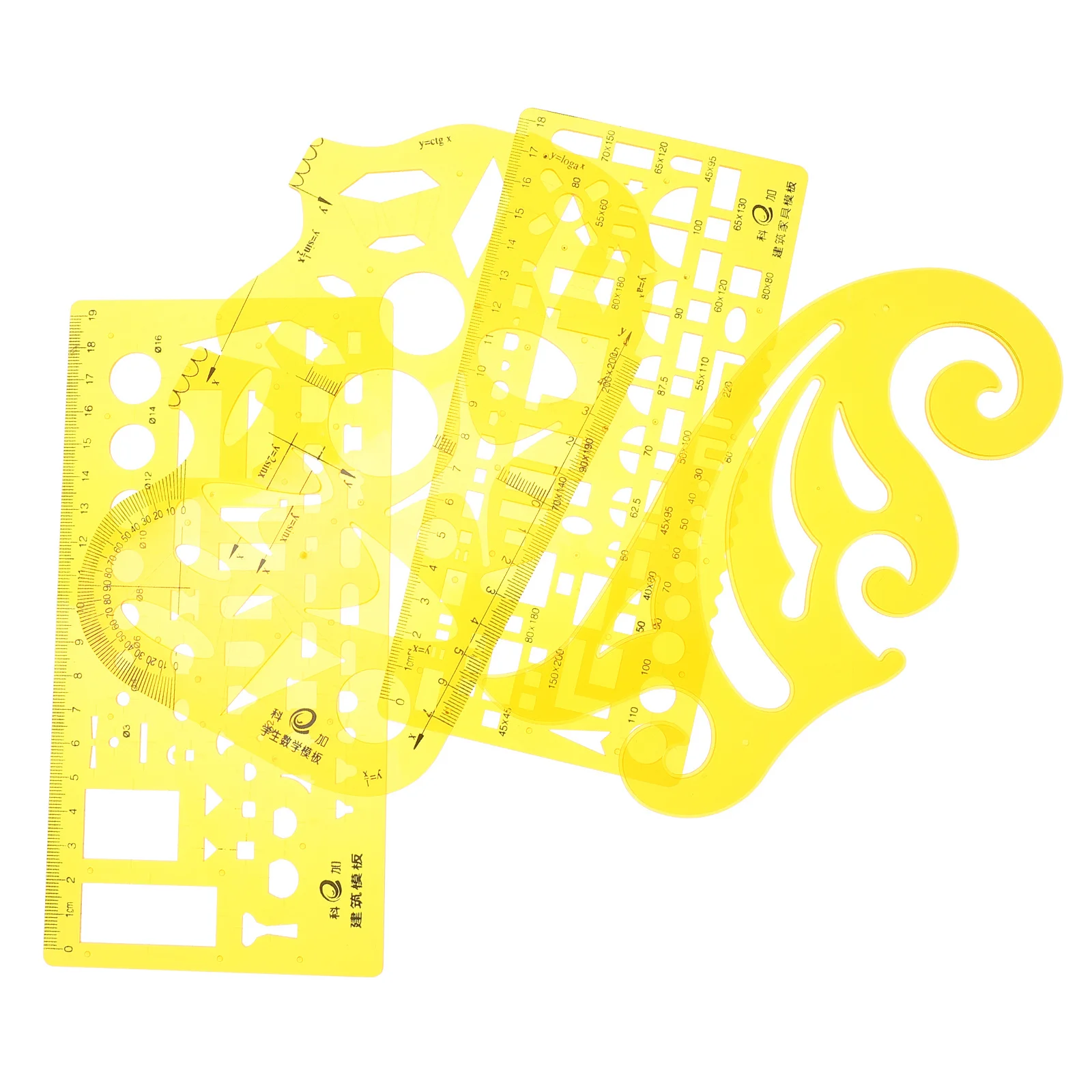 

4pcs Drawing Templates Geometric Stencils For Architecture Engineering Technical Illustration Drafting Rulers Plastic Measuring