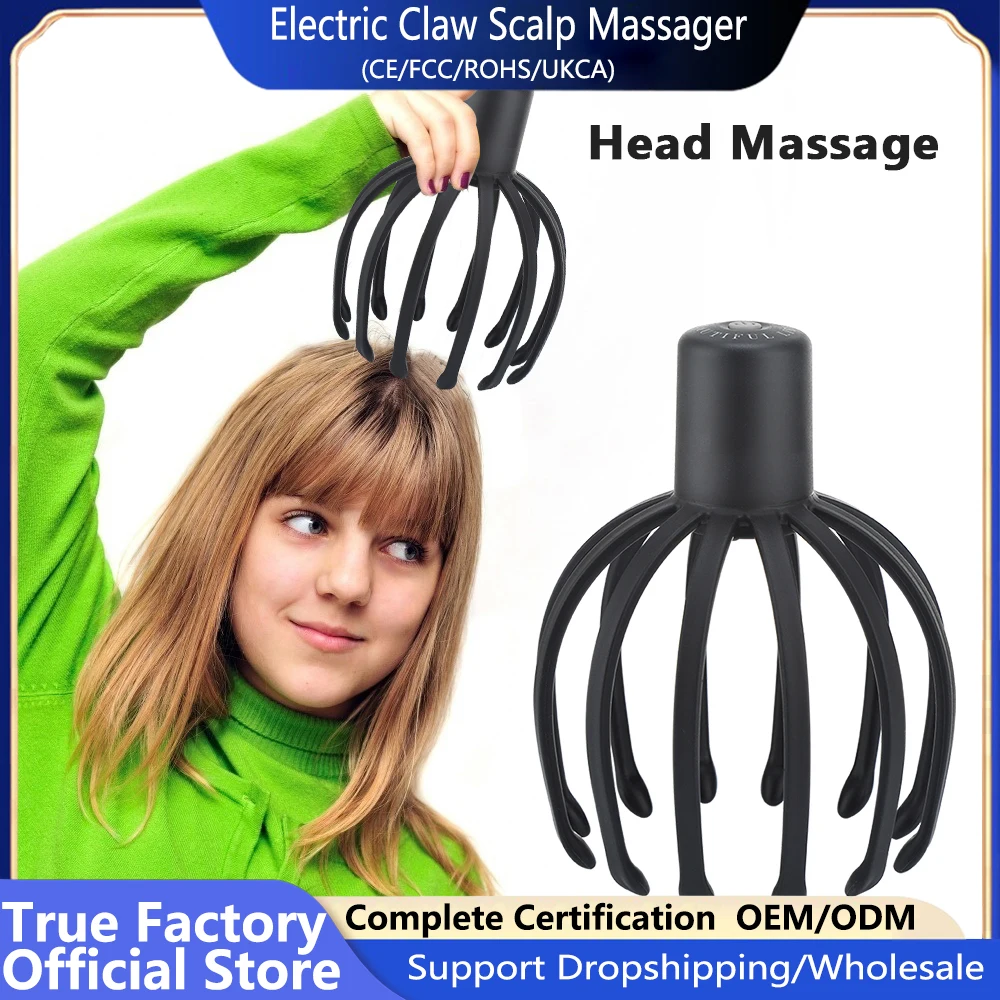 Electric Octopus Claw Scalp Massager Stress Relief Therapeutic Head Scratcher Stress Relief and Hair Stimulation Hands-Free