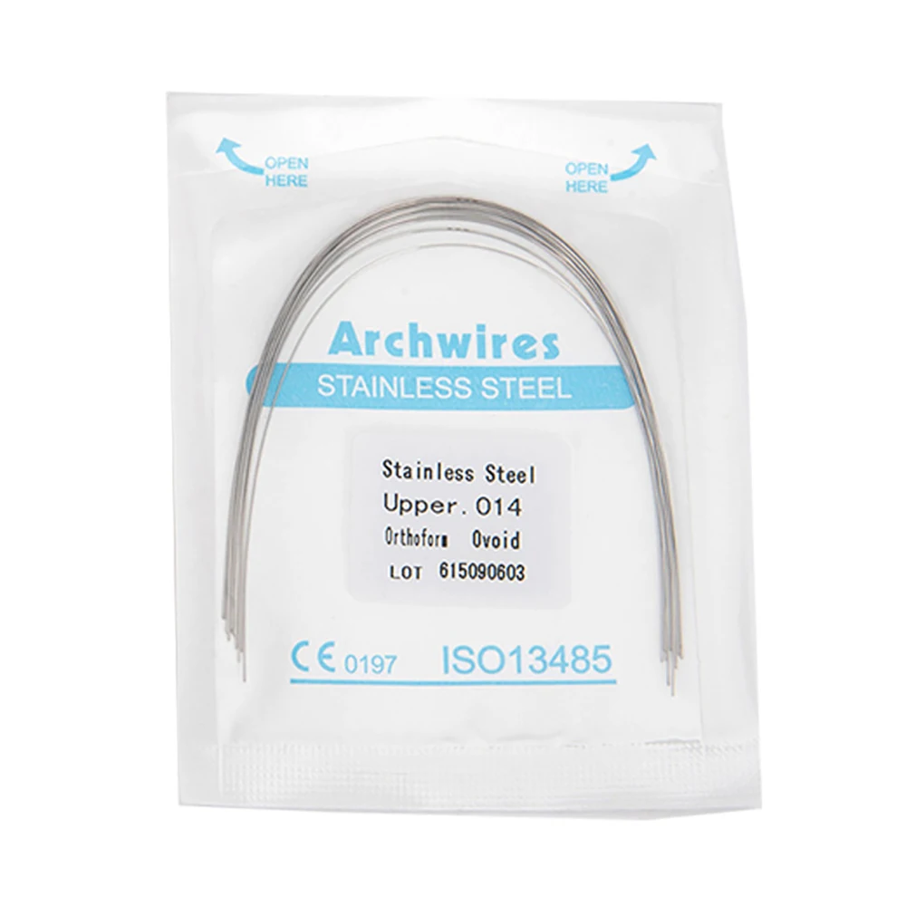 Piorpoy 10 Stuks Tandheelkundige Boogdraden Orthodontisch Roestvrij Staal Ronde/Rechthoekige Orthoform Archwire Onderste/Bovenste 012/20/16X1 6/21X25