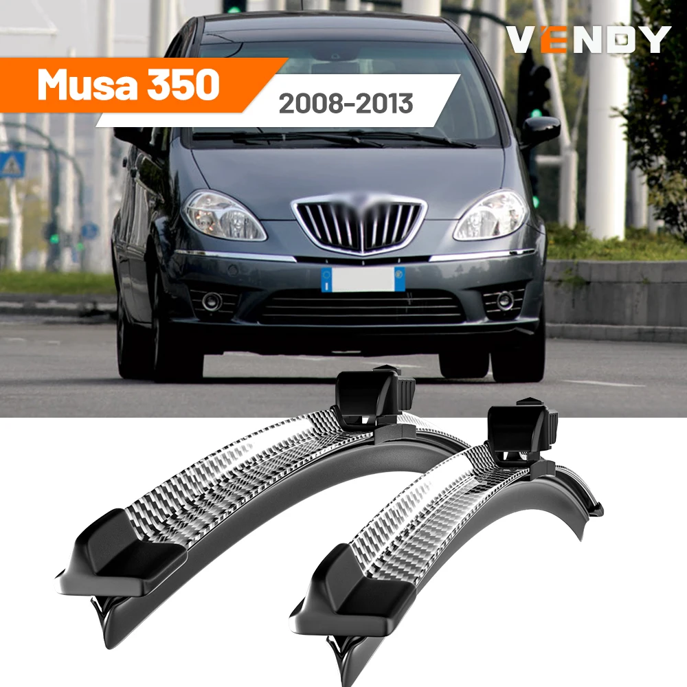 

For Lancia Musa 350 2008-2013 2009 2010 2011 2012 2pcs Front Windshield Wiper Blades Windscreen Wipers Carbon Fibre & Black