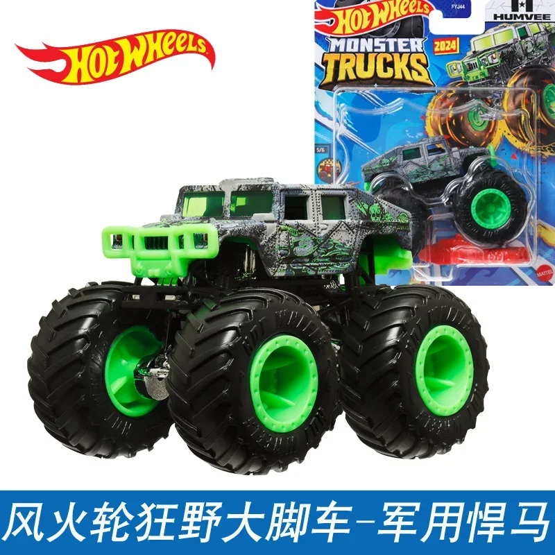 Official Hot Wheels Monster Trucks Car Boys Toys 1/64 Diecast Rhinomite Gunster Snake Bite Humvee Bone Shaker Model Birhday Gift