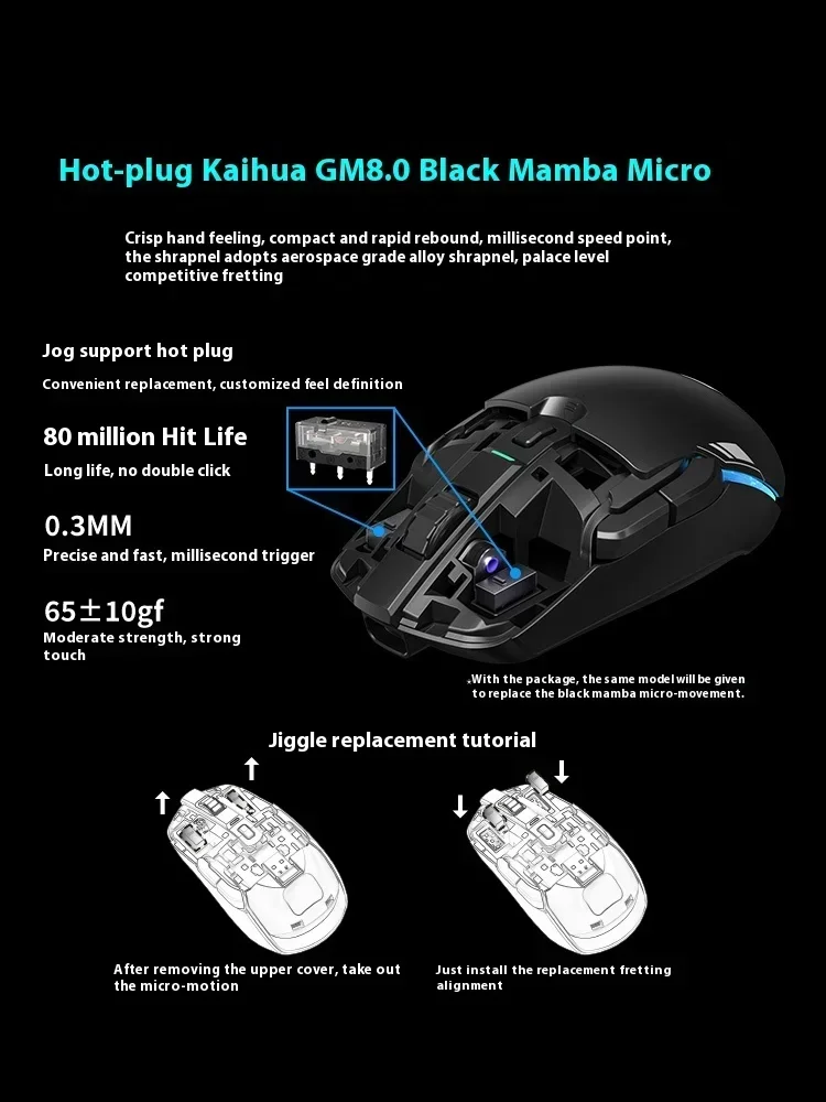 Imagem -05 - Mouse para Jogos sem Fio Pixart Paw3395 com Fio 2.4g Modo Duplo 26000 Dpi Micro Interruptores Trocáveis a Quente Mechrevo-m770