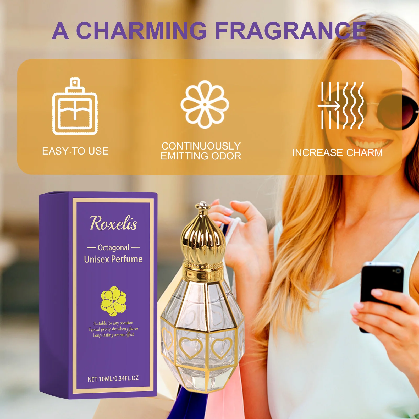 Roxelis Fresh Natural Unisex Perfume 10ml Long Lasting Scent Couple Dating Travel Size For Men Women