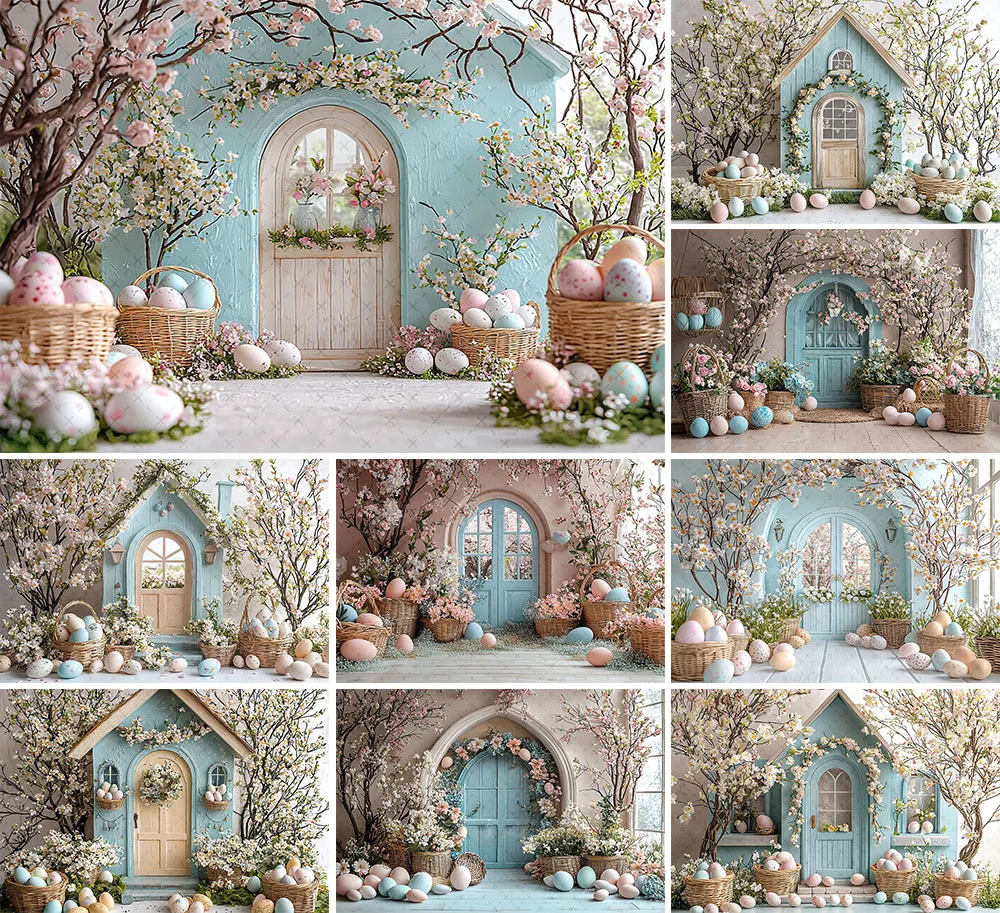 

Фон для фотосъемки Mehofond: Весенний Пасхальный Декор — Розовые Цветы, Яйца, Детский День Рождения, Портретный Фон для Фотостудии