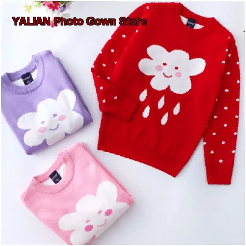 Girls Pullover 2021 Base Layer Top Kids Autumn Thickened Pure Cotton Little Kids Knit