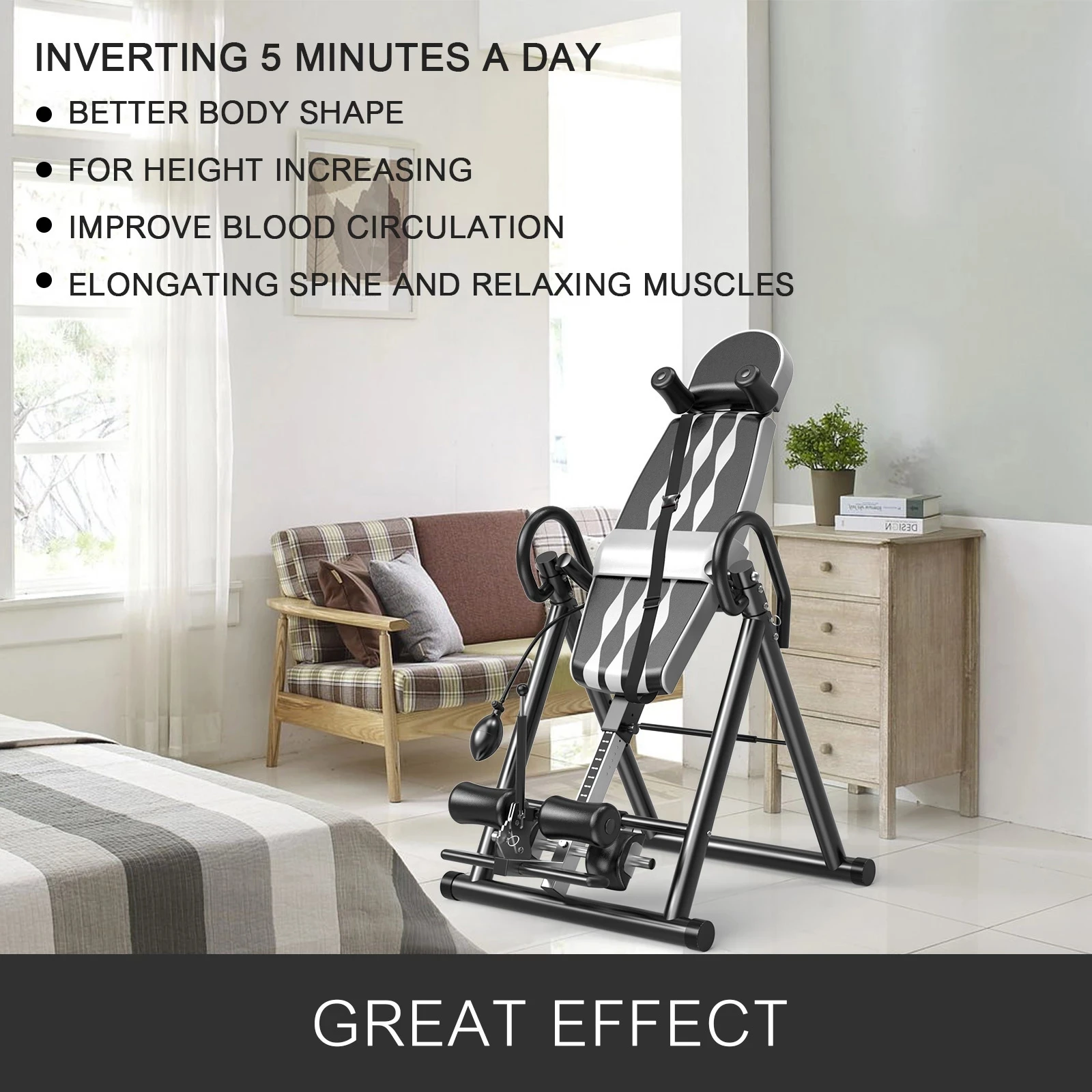 Professional Multiple Protection Home Gym Folding Inversion Table Back Stretching Machine