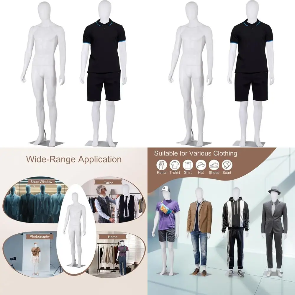 

73 Full-Body Male Mannequin with Adjustable Pose for Retail Display, White