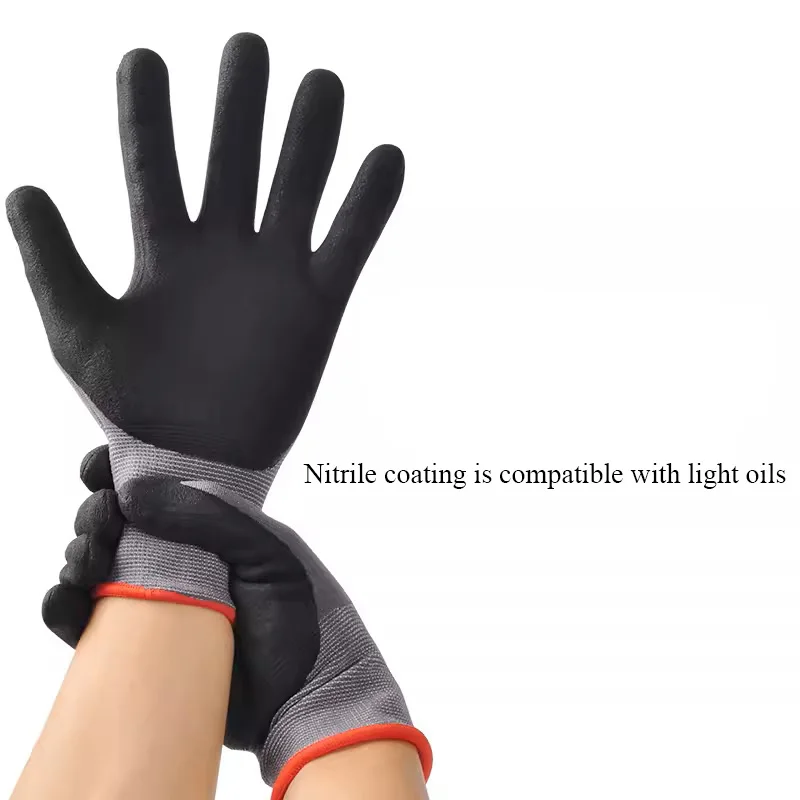 MicroFoam Nitrile Coated Gray Work Gloves, Breathable Seamless Knit Nylon Safety Gloves for General Purpose