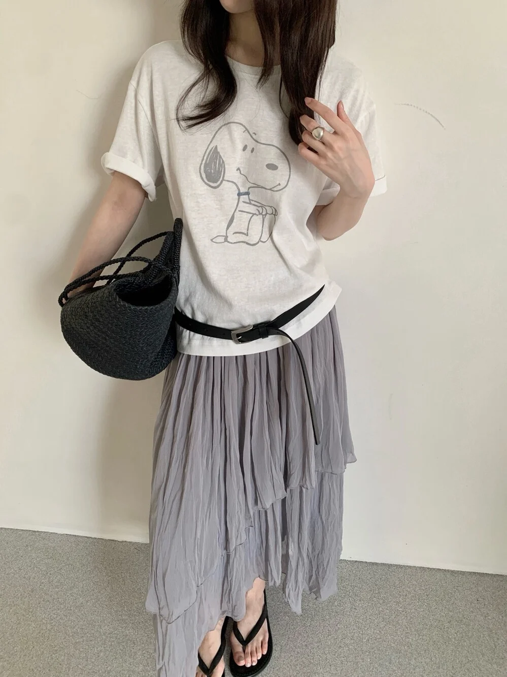 

Футболка Lilian Seven Meter в корейском стиле с мультяшным принтом собаки, с коротким рукавом, универсальная, для любого возраста, летняя, для повседневной носки, свободного кроя, с круглым вырезом