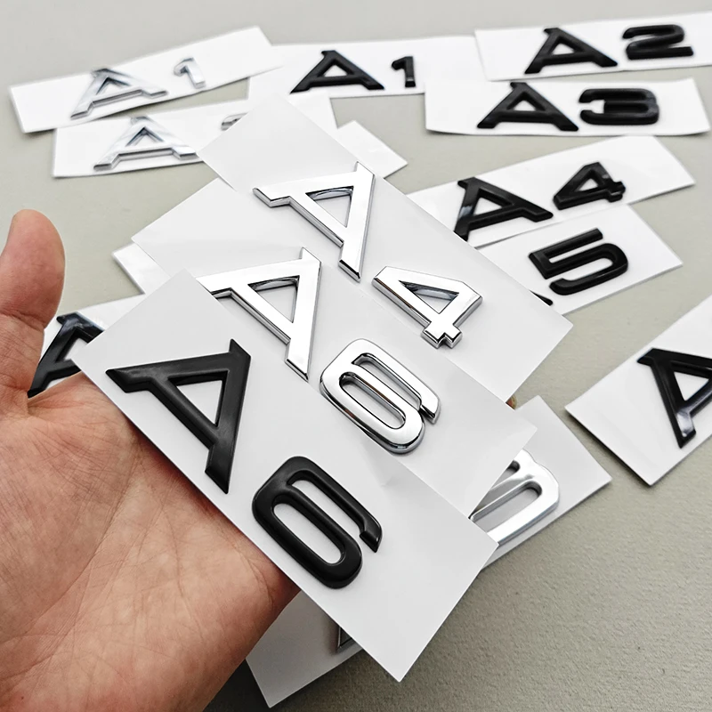 3D ABS Black Car Letter Logo A1 A2 A3 A4 A5 A6 A7 A8 Rear Trunk Badge Emblem Decal For Audi A1 2 3 4 5 6 7 8 Sticker Accessories