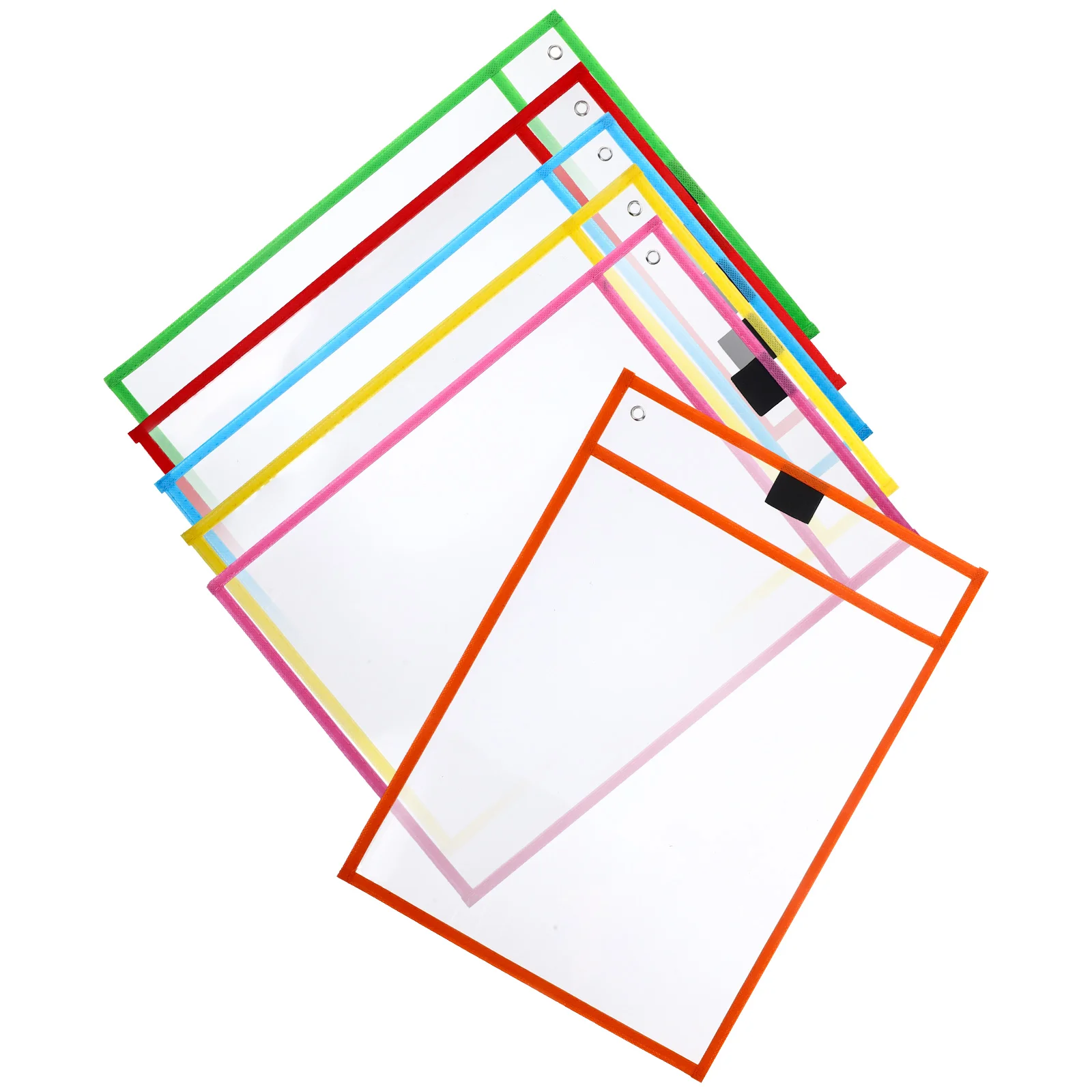 6Pcs Sheet Protectors Clear Design Paper Cover Loose Leaf Protector Paper File Protect Bag(Random Color)