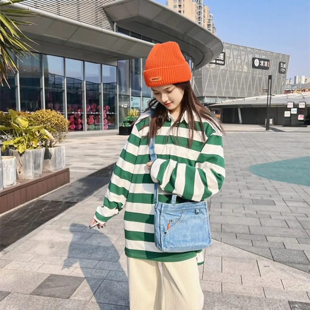 

Модная джинсовая сумка-кроссбоди большой вместимости, простая сумка-тоут из холщовой ткани, маленькая квадратная сумка, тканевая сумка через плечо для девочек