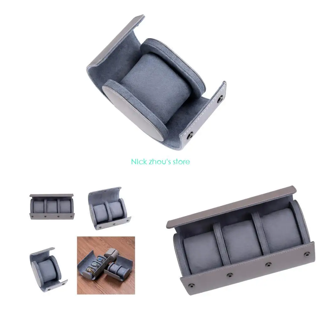 

E15E Portable PU Leather Watch Case Soft Lining Travel Jewelry Storage Organizers