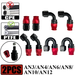 2X AN3 AN4 AN6 AN8 AN10 Straight/45°/90°/180° Degree Reusable Fuel Hose End Fittings Adapter For Swivel PTFE Oil Line Brake Pipe