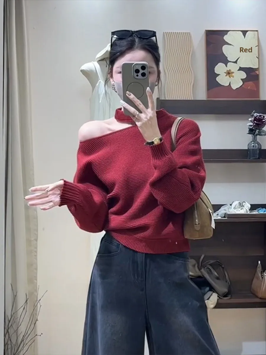 Red Knitted Oulder …