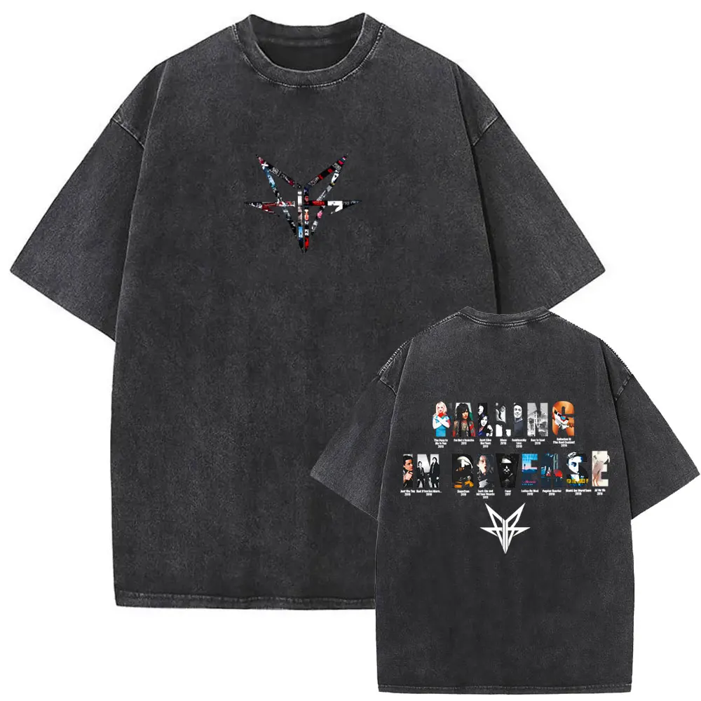 Vintage-T-Shirt mit doppelseitigem Aufdruck, Motiv: Rockband „Falling in Reverse“, für Herren und Damen, Retro-Gothic-Punk-Stil, Oversized-Schnitt, Streetwear. – Detail 3