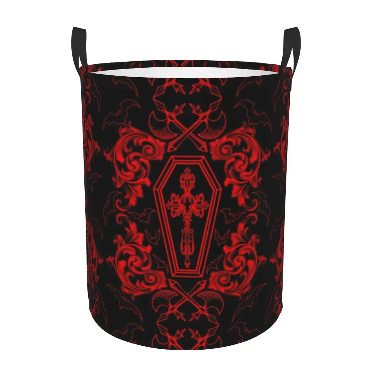 Custom Gothic Vampire Laundry Basket Foldable Large Capacity Clothing Storage Bin Halloween Haunted Mansion Baby Hamper