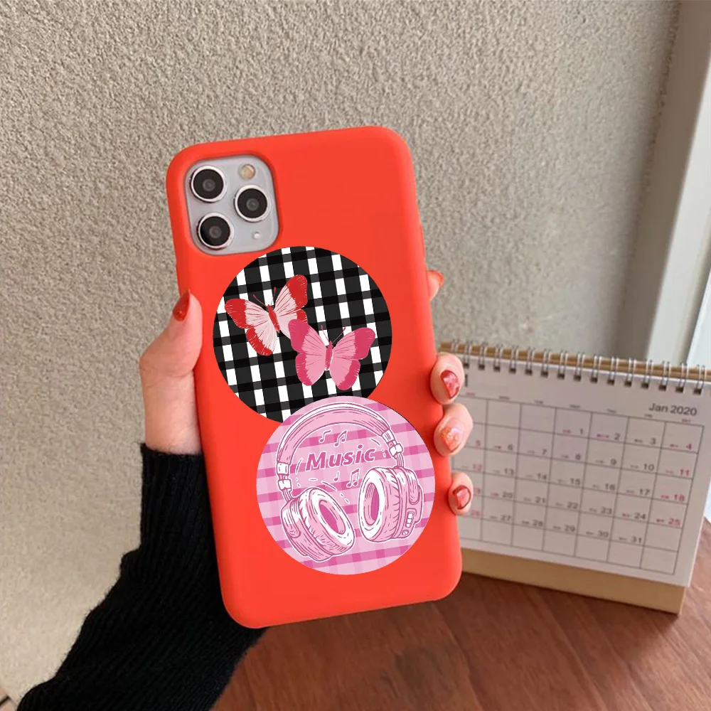 50PCS Pink Trendy Ins Modern Art Circular Graffiti Stickers Butterfly Love Cherry Lantern Ball Sunglasses Creative Decoration