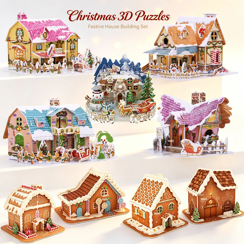 8 Style Christmas Castle Building 3D Puzzle Model X'max House Architecture Construction Jigsaw Puzzles Toys Kids Christmas Gift