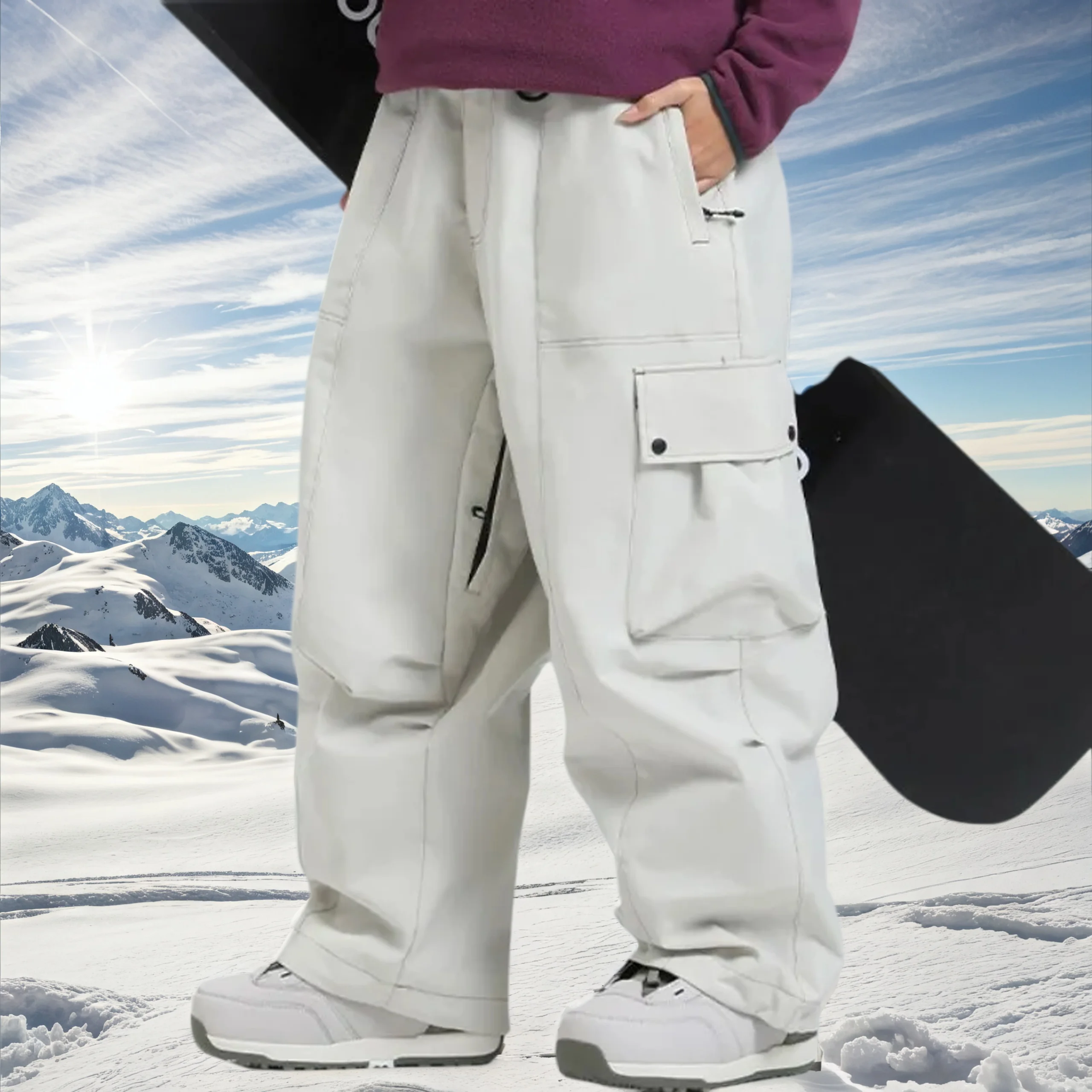 

Мужские и женские одинарные двухбортные лыжные мешковатые водонепроницаемые спортивные штаны свободного покроя ветрозащитные профессиональные модные сноубордические модные унисекс