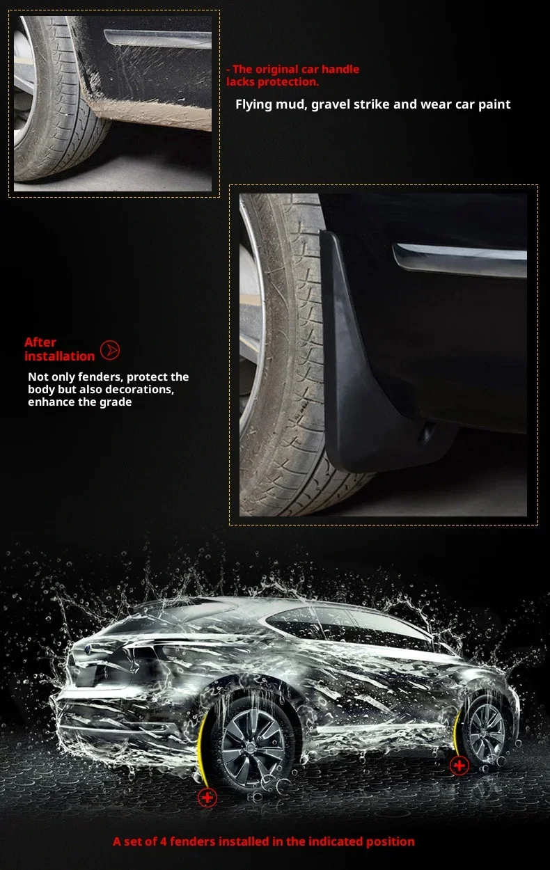 اللوحات الطينية مناسبة لـ FORD Territory Equator 2022-2025 2023 2024 واقيات الطين مصدات الإطارات ملحقات مقاومة للرذاذ واقيات العجلات 4ps #4