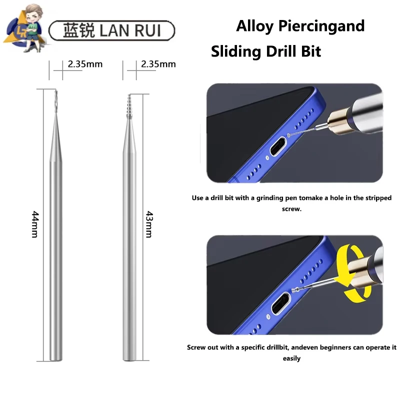 

Lanrui U8 Alloy Piercing Sliding Drill bit Quickly Remove The Stripped Screws Scred Phone Repair Tool