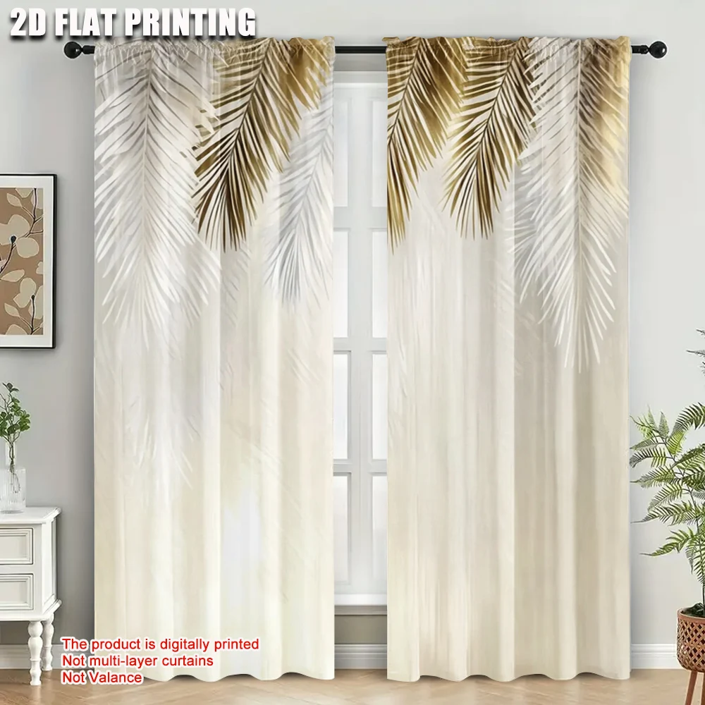 2pcs,2D plane printing Curtains Roller Blinds Yellow Feather Pattern Versatile Fabric (without rod) Home Decor for Kitchen
