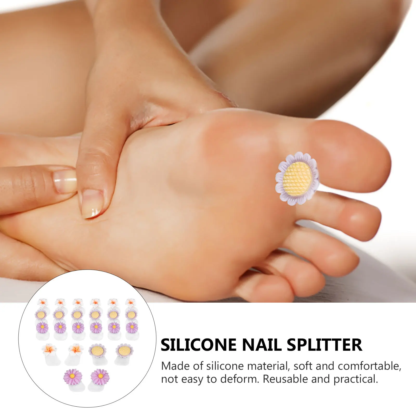 

24Pcs Reusable Silicone Toe Separators Flower Design Pedicure Nail Supplies Soft Toe Dividers for Manicure Nail Supplies