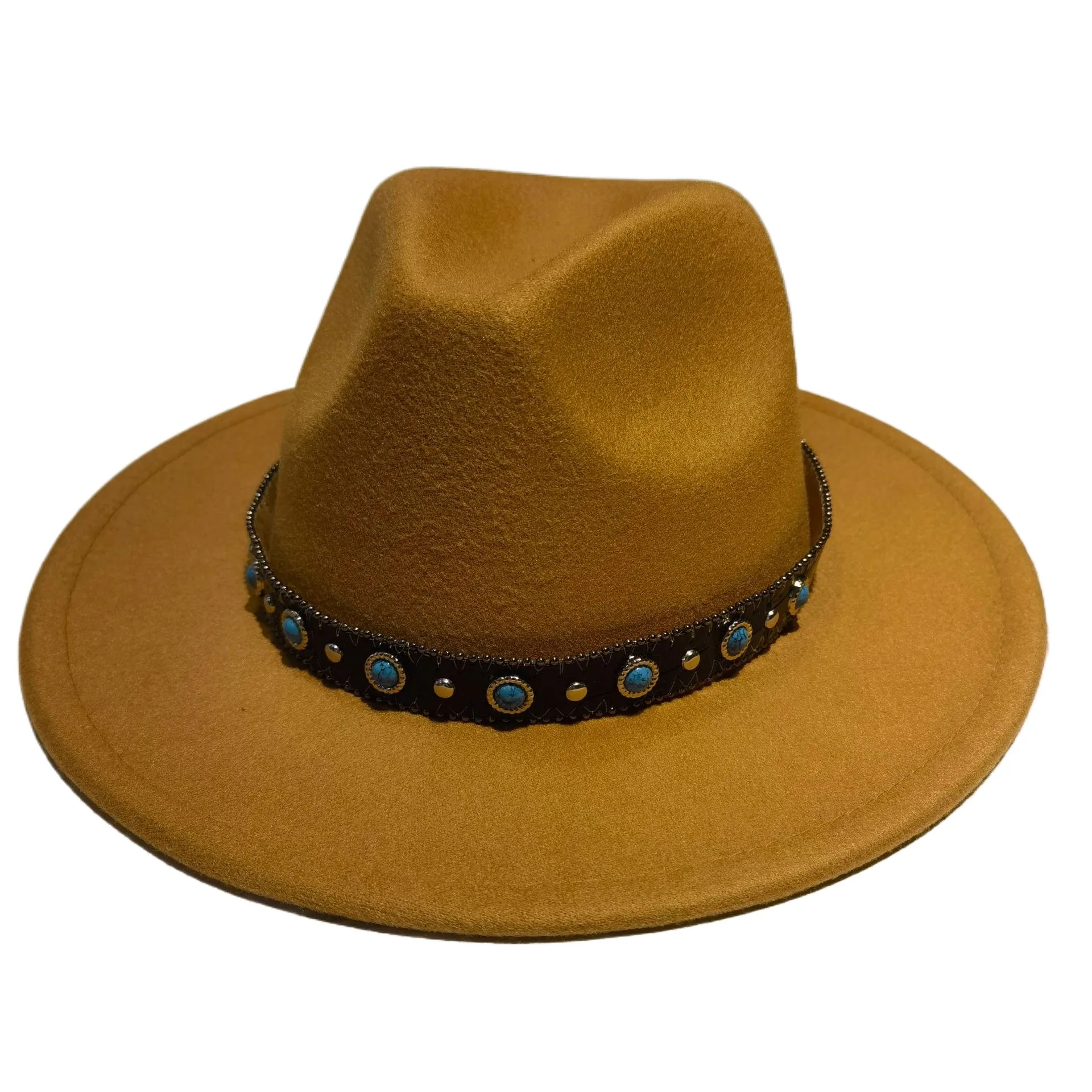 

Top Hat Felt Cap Fedora Hat Panama Top Hat Flat Brim Wide Brim Cowboy Hat Tibetan Tibet Xinjiang Men And Women New Hat