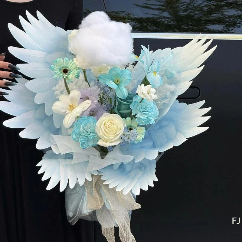 [YU]10 Sets Artistic Packaging Material Valentine's Day 3D Wing Shaped Floral Gift Wrapping Paper For Bird And Sky Theme Present