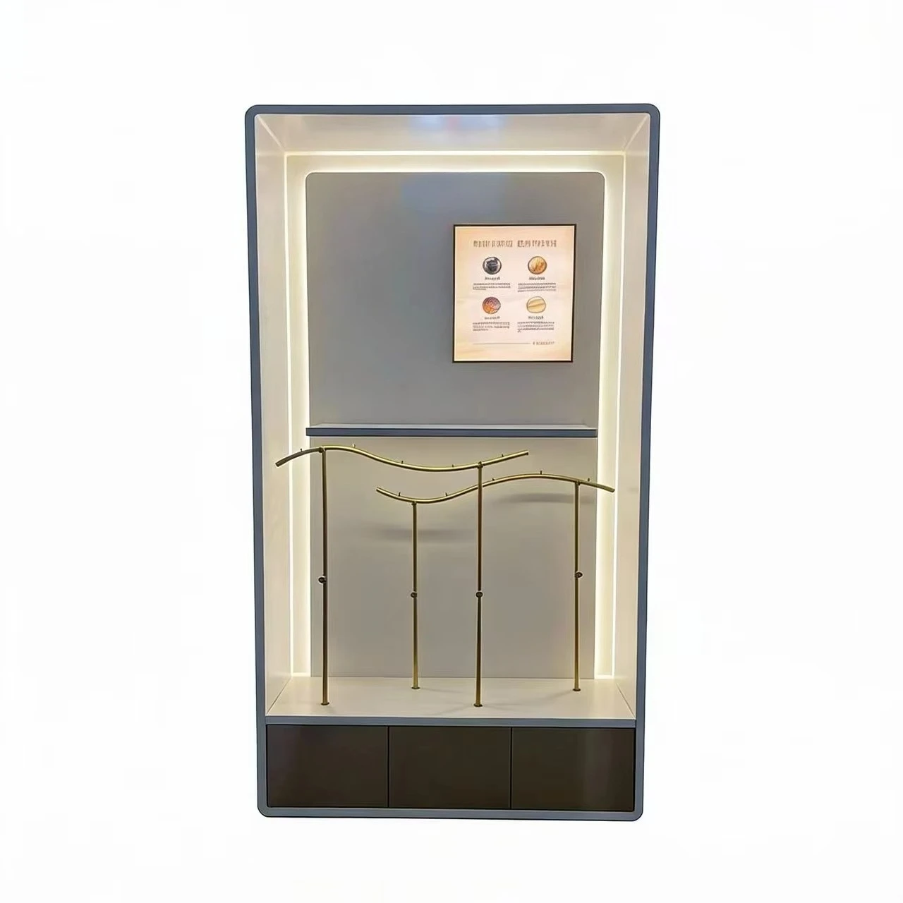 

yu-Modern White Durable High Quality Underwear Display Showcase LED Light Luxury Retail Display Counter Custom Stainless Rack*