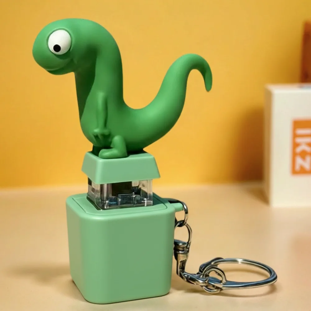 Funny Lizard Button Sound Keychain LED Colorful Stress Relief Lizard Keychain Portable Rechargeable Fidget Keyring Toys