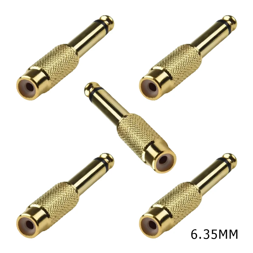 

6.35mm Male Mono Plug To RCA Female To AV Jack Golden Audio Adapter Connector