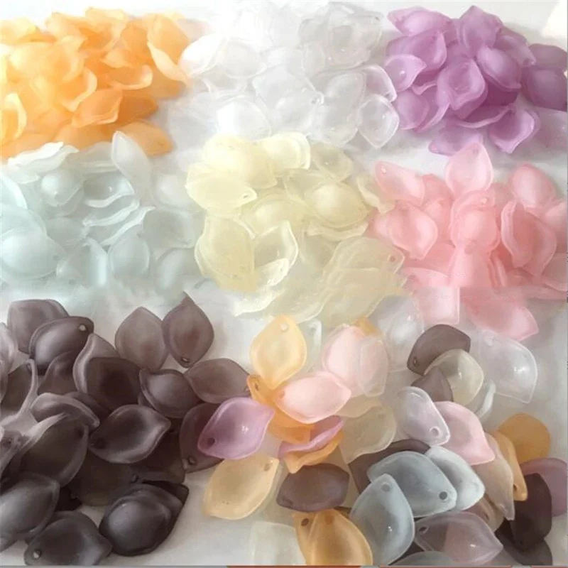 50Pcs/Lot New Leaves Torus 19MM Acrylic Flower Beads Petals Charm Connectors Diy Earrings hair Jewelry Making Resin Acessories