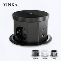 YINKA  Pop Up Table Socket Lifting Socket, USB Type-C Outlet, EU Socket, 15W Wireless Charge, Desktop Hidden Lifting Socket