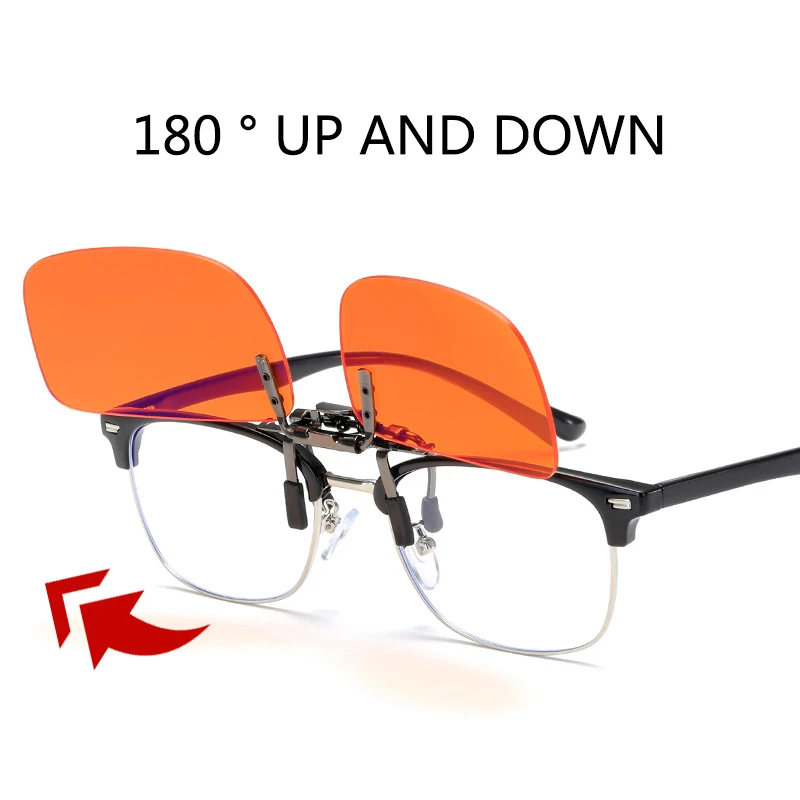 IENJOY Anti 99% Blue Light Ray Clip Glasses for Men Clip On Glass Rimless Computer Eyewear Mirror Blue Ray Gaming Eyeglass UV400