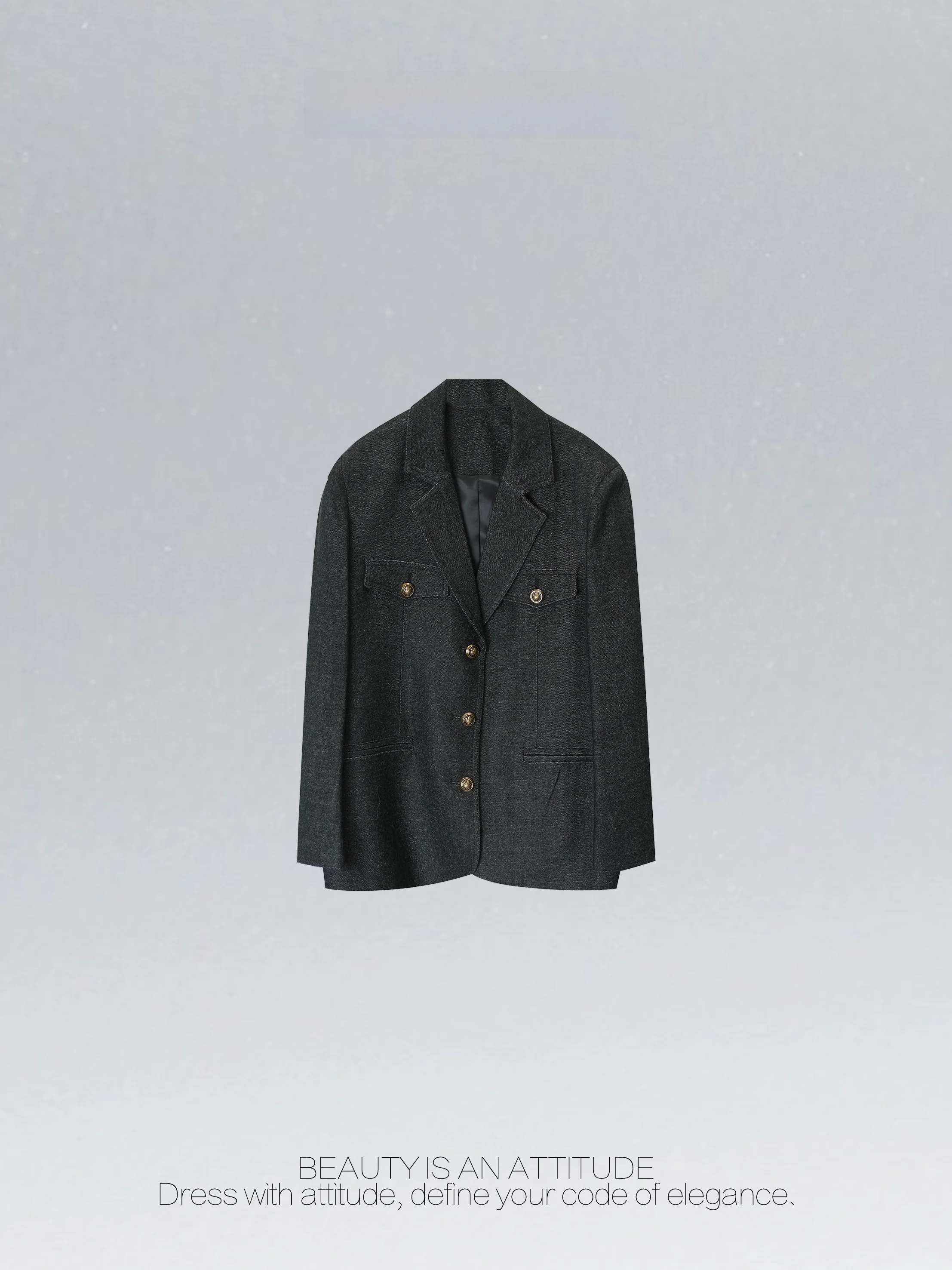 

Ретро-джинсовая куртка оверсайз из плотного денима с воротником-стойкой на пуговицах, женская, свободного кроя, для весеннего сезона, модная