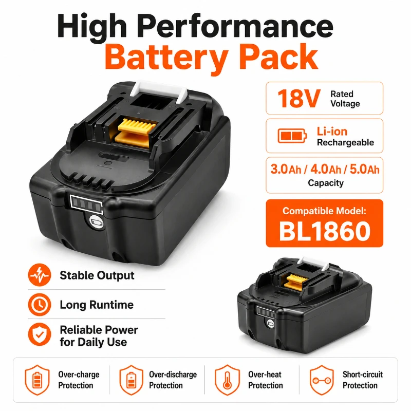 3AH-5AH Replaces for Makita Lithium Battery Model Suitable for  BL1860 Power  Tool  18V Long Endurance Stable  Battery  Pack