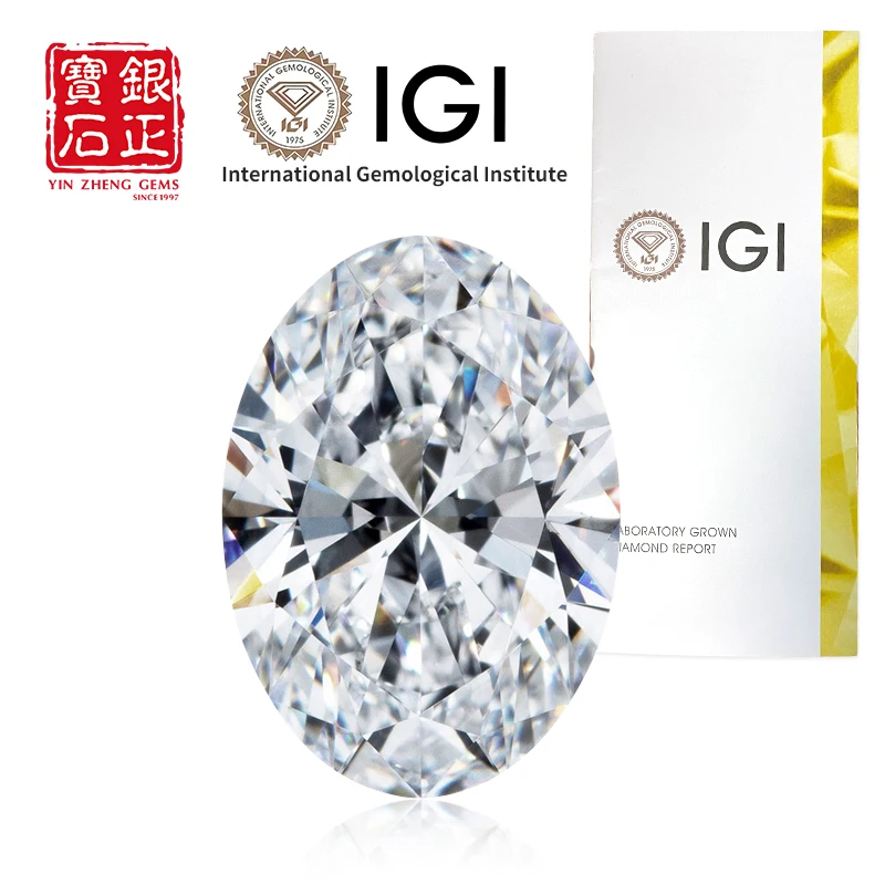 YinZheng Gemstone Lab Grown Diamond With IGI Certificate CVD Lab Grown Diamonds Oval Cut 1.0-1.5ct E Color VVS2 2EX Lab Diamond