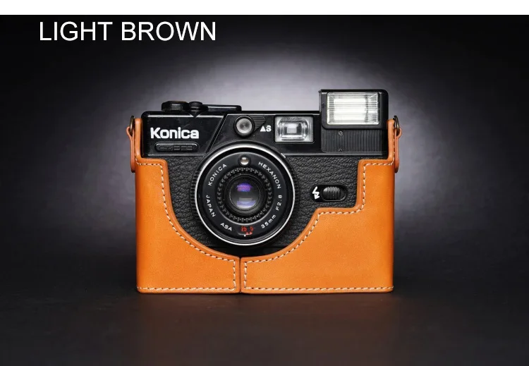 ออกแบบสำหรับ KONICA C35 EF3กล้อง Handmade ของแท้กล้องหนังครึ่งกระเป๋าครอบ