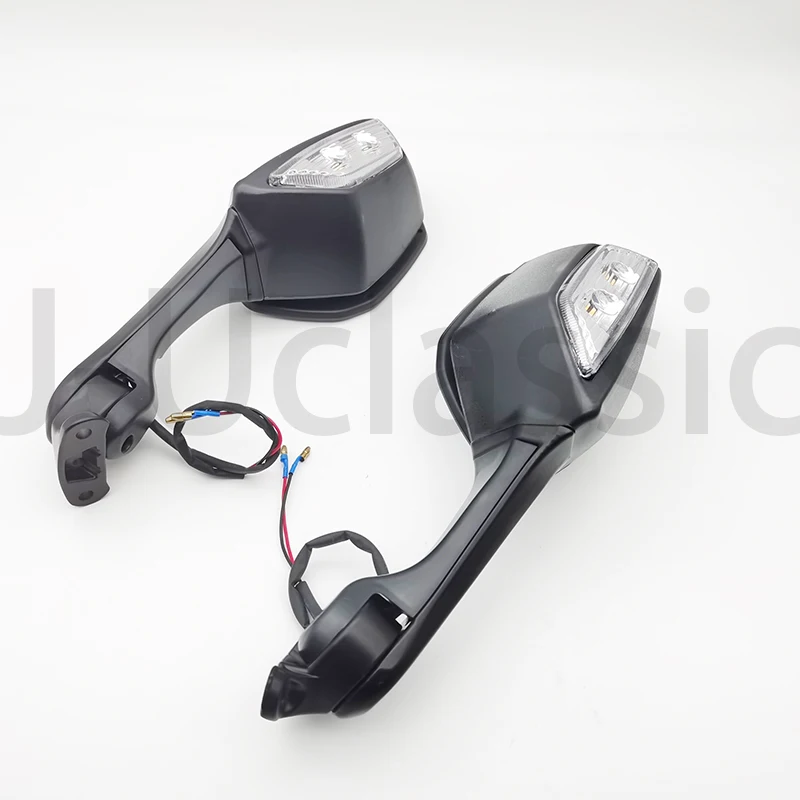 

Motorcycle Mirrors Cafe Racer Retro Rearview reversing Mirror with Turn Signal Lights Handlebar For Kawasaki zx-10R 2011-2015