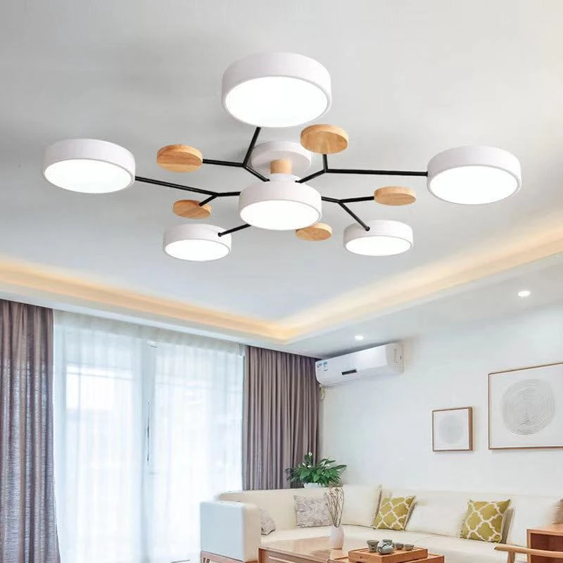 

LED Wooden Pendant Light White Simple Living Room Bedroom Ceiling Lamp Dining Room Hotel Study Kitchen Home Decor Chandeliers