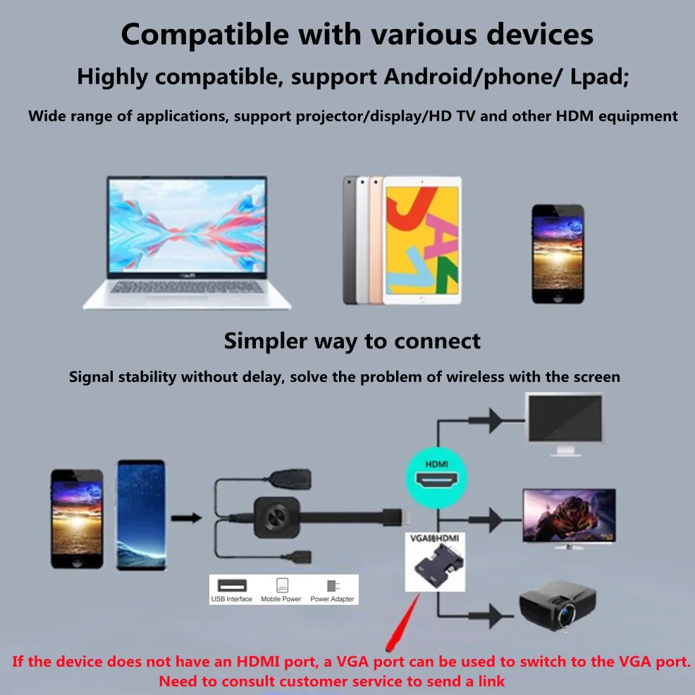 1080P Wireless HDMI-compatible Dongle TV Stick Mirascreen Miracast Airplay Receiver Wifi Dongle Mirror Screen  for IOS Android